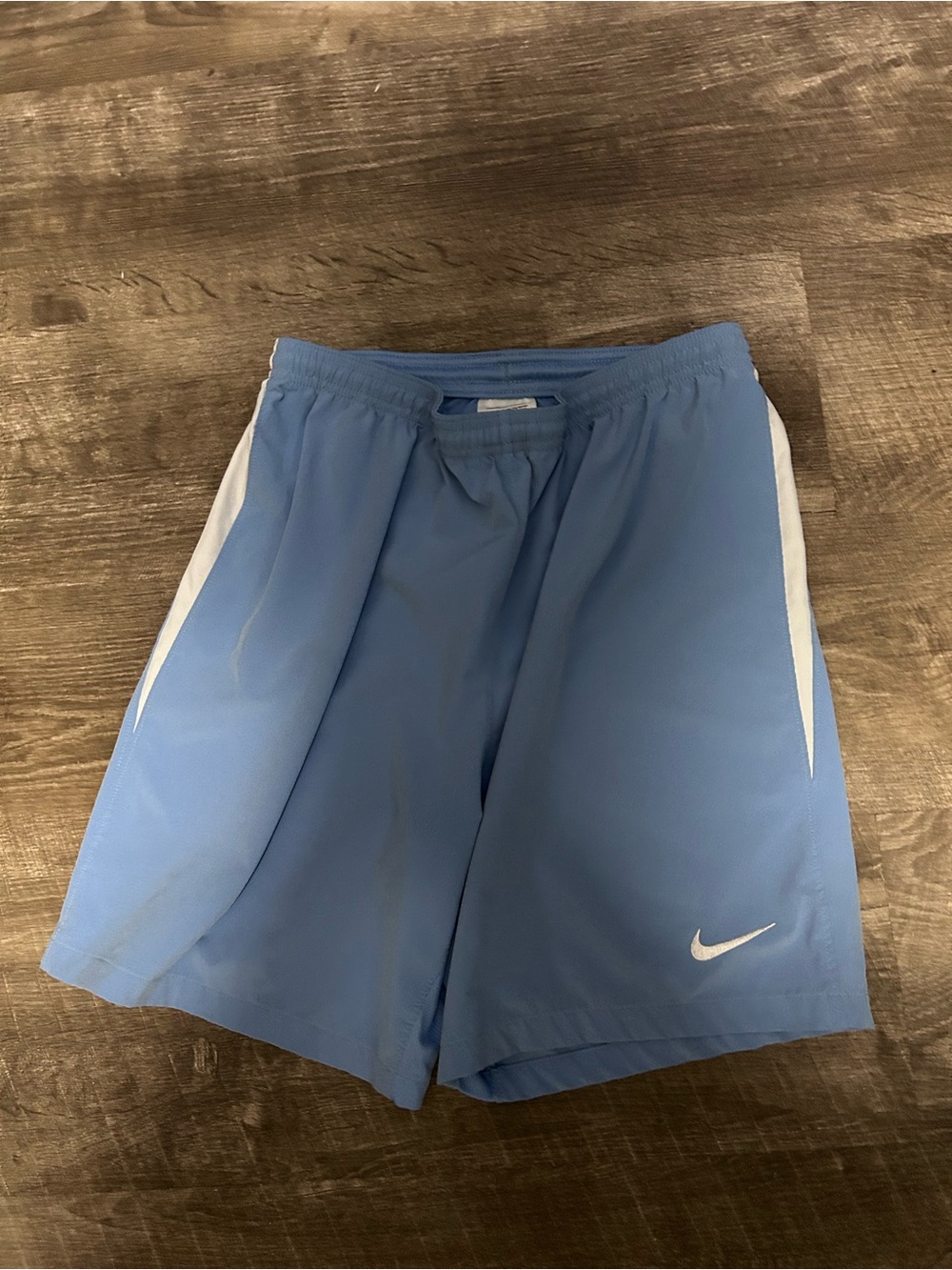 Nike Men's Light Blue Athletic Shorts with White Accents